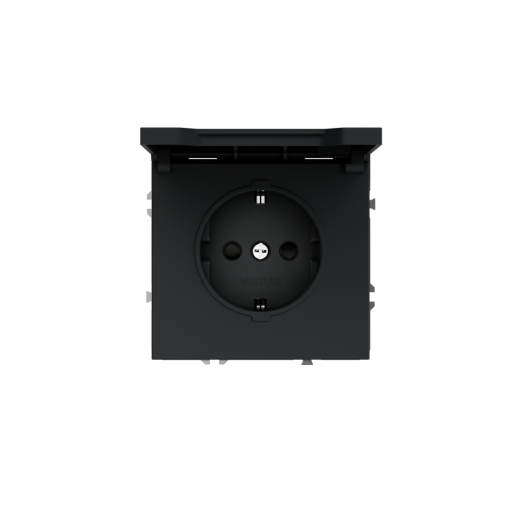 Розетка встраиваемая Voltum S70 с заземлением, защитными шторками и крышкой 16А, (графит)