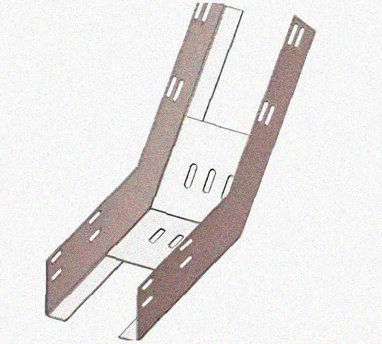 Лоток перфорированный КП 50х50-45 УТ1,5 для поворота трассы вверх на 45, оцинкованный лист S0,8
