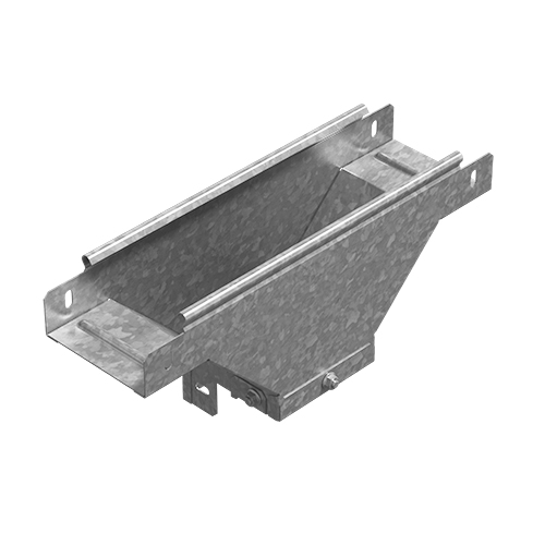 Ответвитель Т-образный вертикальный боковой к лотку 150х50, толщ. 1,0 мм, Сендзимир цинк Ostec