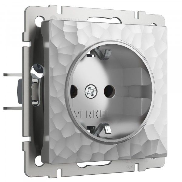 Hammer Механизм розетки без лицевой панели СУ 1 мест. с зазем. и шторками 16А серебряный IP20 Werkel