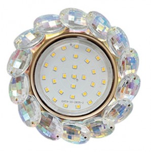 Св-к GX53 H4 5342 стекло круг больш.хрусталики прозр.искристый/зол.Ecola