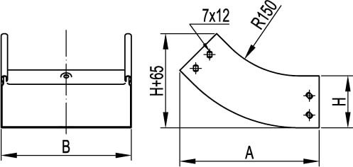 Угол CS 45 вертикальный внутр. 45° 600/100, горячеоцинкованный DKC