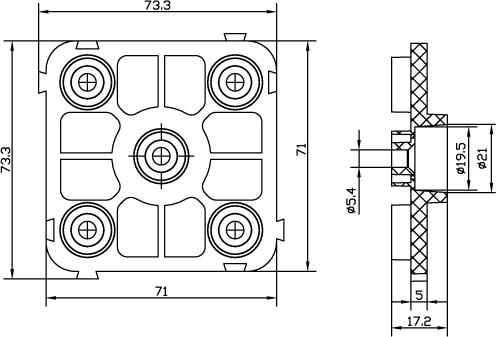 Суппорт для заливки в бетон, 71х71х17мм DKC
