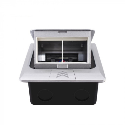 Выдвижной горизонтальный модуль в пол для розеток цвет серый Livolo