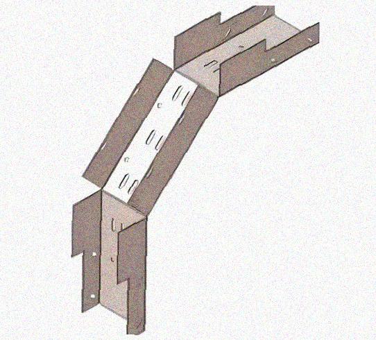 Лоток замковый перфорированный КСЗ 50х60-90 УТ1,5 для поворота трассы вниз на 90, горячее цинкование, S1,5