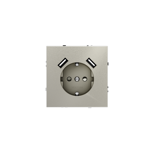 Розетка встраиваемая Voltum S70 с заземлением и защитными шторками, 16А, с USB, A+A, (шелк)