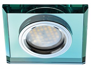 Светильник DL1651 MR16 GU5.3 квадрат стекло изумруд/хром 25x90x90 Ecola