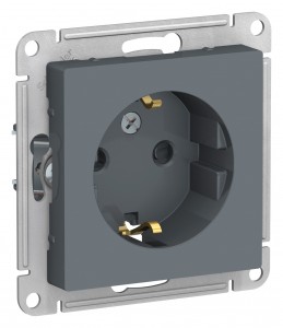 ATLASDESIGN Механизм розетки без лицевой панели СУ 1 м. с/з с защ.штор. 16А грифель IP20 (уп.10шт) Schneider Electric