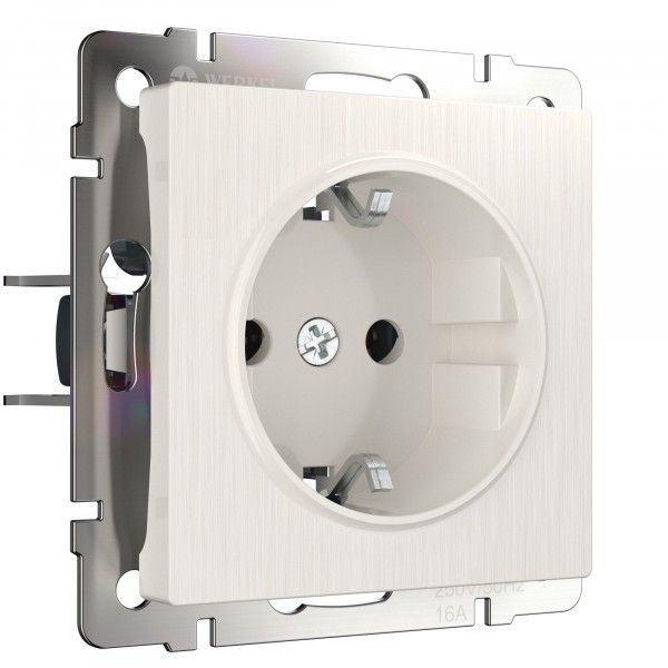 Встраиваемые механизмы Розетка СУ 1 мест. с зазем. и шторками 16А перламутр рифленый IP20 Werkel