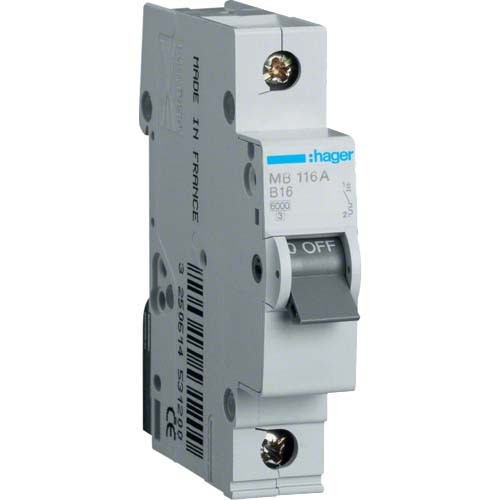 Выключатель автоматический ВА 1П 16А В 6кА 1M Hager