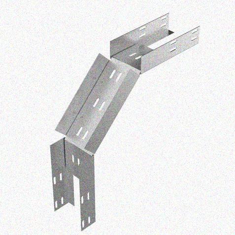 Лоток перфорированный КС 50х50-90 УХЛ1 для поворота трассы вниз на 90, оцинкованный лист S1,5