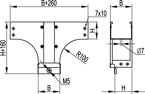 Ответвитель TDS T-образный вертикальный ун. осн.500 H50 DKC