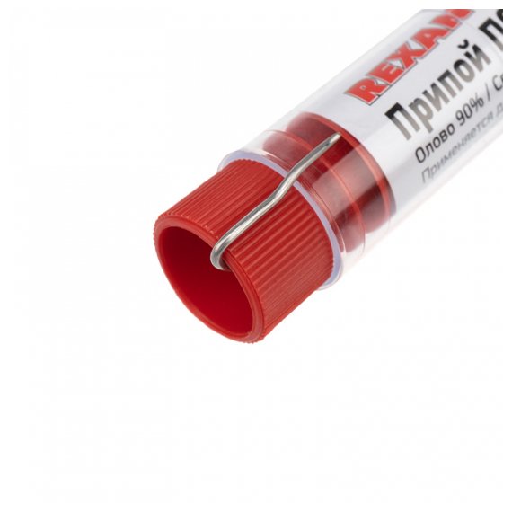 Припой без канифоли ПОС-61 REXANT, 10 г, O1.0 мм колба