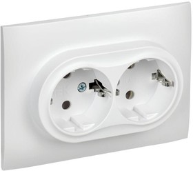 SKANDY Розетка 2-местная с заземлением без защитных шторок 16А в сборе SK-R08W арктический белый IEK