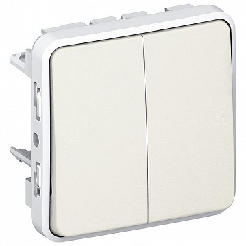 Plexo Переключатель открытый 2-кл 10А белый IP55 Legrand
