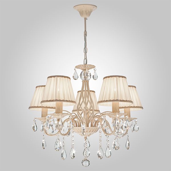 Люстра с хрусталем 5*E14 60Вт белый с золотом IP20 Amelia (10054/5 белый с золотом) Eurosvet