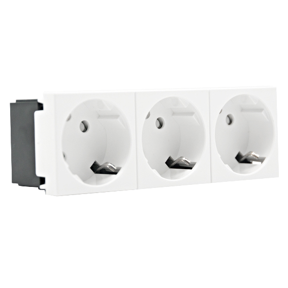 Donel Розетка 3х2К+З нем.ст., 45 гр., с з/ш, бел. (135х45мм), серия (тип) DF6