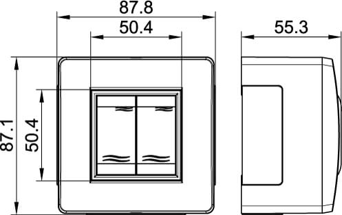 Коробка в сборе с 2-клавишным выключателем, белая DKC