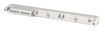 Фиксатор на 3 клеммных блока с установленным 1 клеммным блоком. Для корпусов типа M550 на 16 модулей или M400 на 16 модулей DKC