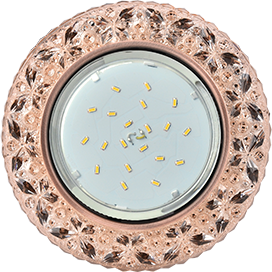 Светильник встр. GX53 H4 LD7040 искристый с подсветкой "Бабочки" Светло-золотистый / Черненая медь 35x125 ECOLA