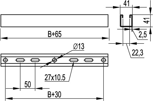 Траверса для подвеса лотка шириной до 600 мм DKC