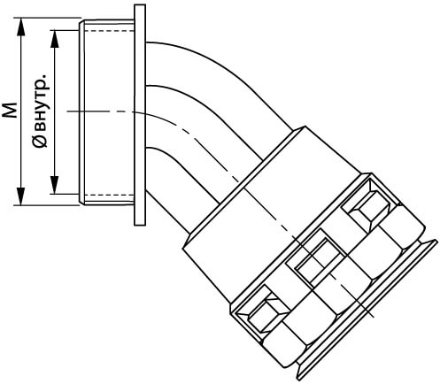 Монтажный комплект муфта 45 грд. труба-коробка DN 12 мм, М16х1,5, полиамид, цвет черный DKC