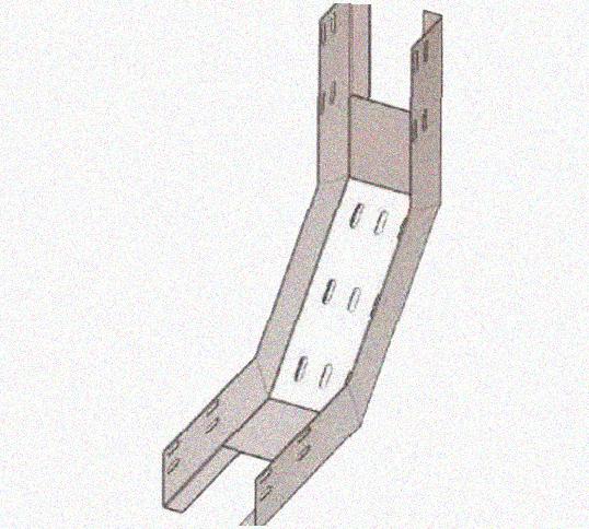 Лоток перфорированный КП 150х80-90 У3 для поворота трассы вверх на 90, окрашенный, S1,5