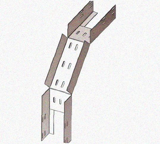 Лоток перфорированный КС 150х100-90 УТ1,5 для поворота трассы вниз на 90, оцинкованный лист S1,5