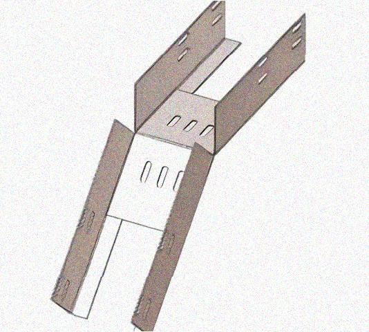Лоток перфорированный КС 75х65-45 УТ1,5 для поворота трассы вниз на 45, оцинкованный лист S1,5