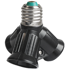 Переходник с цоколя E27 на 3хE27 черный (уп.10шт) Ecola