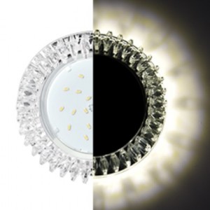 Св-к GX53 H4 LD5361 стекло круг проз. стразы гребенка подсветка 4000K хром/зерк. Ecola