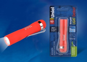 Фонарь ручной S-LD045-B 1св/д 0.5W красный/пластик., влагозащ.Uniel