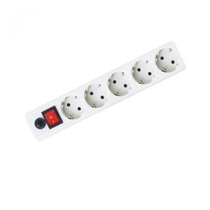 Удлинитель 5 роз. 5 м 16А белый земля, выкл. ПВС 3х1 General