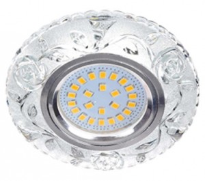 Светильник LD7071 MR16 GU5.3 круг "Розы" подсветка 4000K прозр./хром 25x95 ECOLA