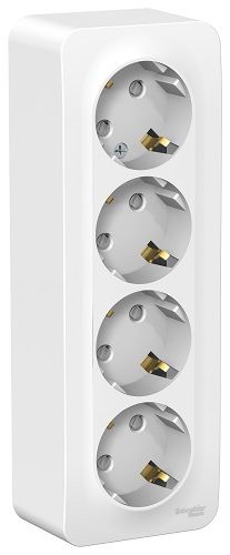 BLANCA Розетка 4-м ОП с/з, со шторками, с изол. пластиной 16А белый IP20 (уп.4шт) Schneider Electric