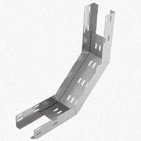 Лоток перфорированный КП 200х65-90 УТ1,5 для поворота трассы вверх на 90, оцинкованный лист S1,0