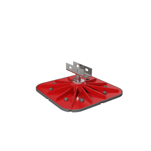 Опора размером 345х345 мм c горизонтальным креплением профиля для установки на кровлю, алюминий Ostec