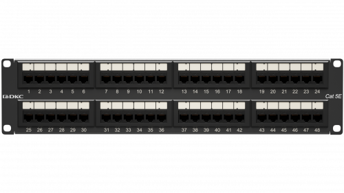 Патч-панель 19",2U,CAT5E, 48 портов RJ45, неэкранированная DKC