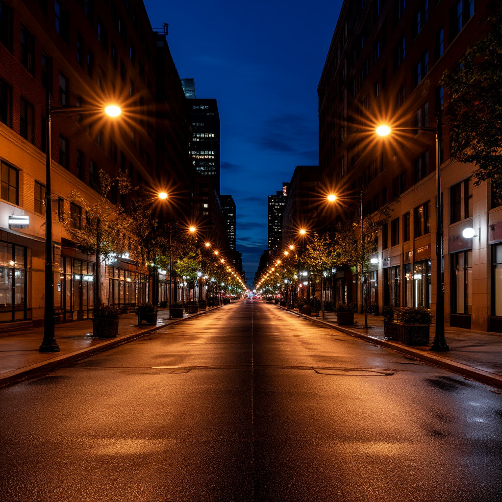 консольные светильники вдоль дороги