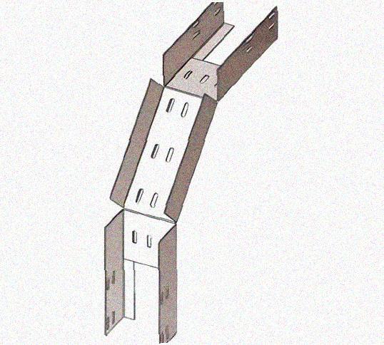 Лоток перфорированный КС 250х65-90 УТ1,5 для поворота трассы вниз на 90, оцинкованный лист S1,5