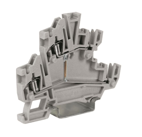 Клеммный зажим. Двухуровневый с объединенными ярусами. Со штыревымиконтактами. Тип HCD.1/CI/GR. Серый. 1,5 кв.мм. DKC