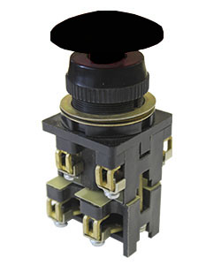 Выключатель кнопочный ВК30-10-11130-54 У2, черный, 1з+1р, гриб без фиксации, IP54, 10А. 660В Электротехник