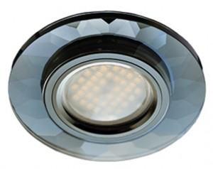 Св-к MR16 GU5.3 DL1654 Стекло граненый Черный/Черный хром Ecola