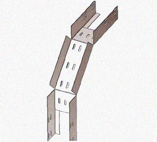 Лоток перфорированный КС 600х150-90 У3 для поворота трассы вниз на 90, окрашенный, S1,5