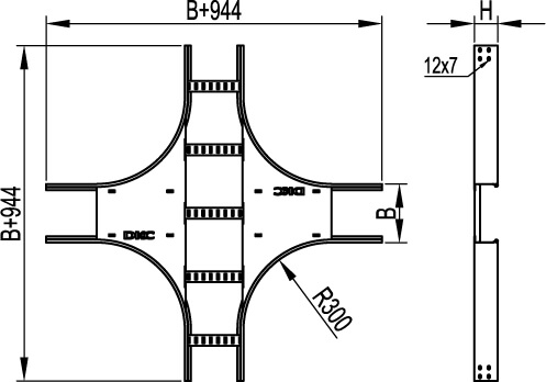 Х-ответвитель 50х200 R-300 DKC