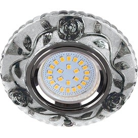Св-к MR16 GU5.3 LD7071 Круг "Розы" 4000K черный/хром Ecola