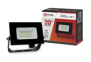 Прожектор св/д СДО-7 20W(1600lm) 6500K алюминий/черный IP65 ASD/inHome 