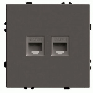 Розетка компьютерная 2-местная RJ-45 (механизм) Эмили, RST00-5111-09, антрацит, soft touch STEKKER