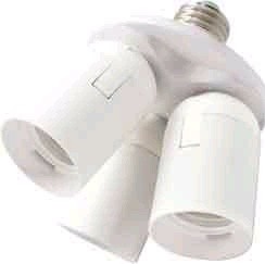 Переходник с цоколя E27 на 3хE27 узкий белый Ecola