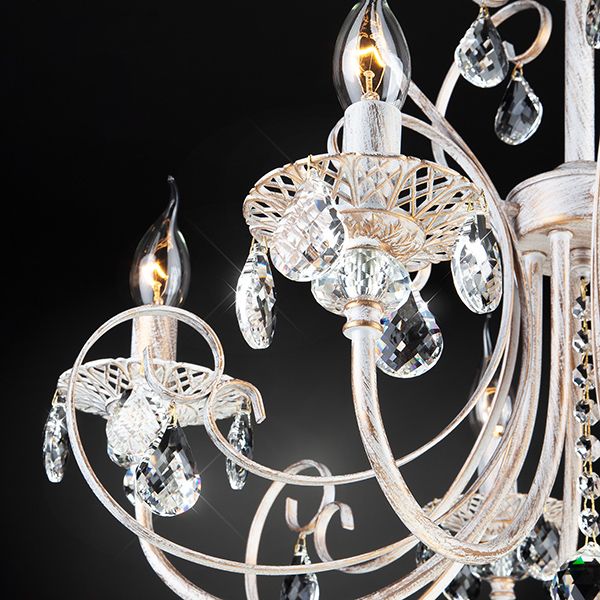 Люстра с хрусталем 5*E14 60Вт белый с золотом IP20 Alda (3305/5 белый с золотом) Eurosvet